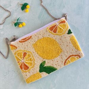 Lemon Beaded Clutch